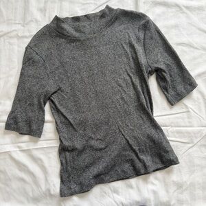 Gray Mock Neck Knit Top